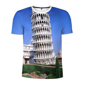Мужская футболка 3D спортивная с принтом Пизанская башня , 100% полиэстер с улучшенными характеристиками | приталенный силуэт, круглая горловина, широкие плечи, сужается к линии бедра | италия | турист
