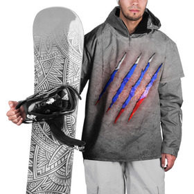 Накидка на куртку 3D с принтом Русский изнутри , 100% полиэстер |  | patriot | russia | искры | металл | патриот | россия | русский | сталь | триколор | флаг | царапина