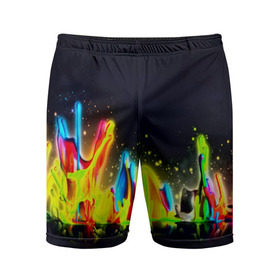 Мужские шорты 3D спортивные с принтом Взрыв красок ,  |  | абстракция | абстракция красок | брызги | краска | цветные