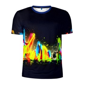 Мужская футболка 3D спортивная с принтом Взрыв красок , 100% полиэстер с улучшенными характеристиками | приталенный силуэт, круглая горловина, широкие плечи, сужается к линии бедра | Тематика изображения на принте: абстракция | абстракция красок | брызги | краска | цветные