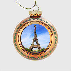 Стеклянный ёлочный шар с принтом Эйфелева башня , Стекло | Диаметр: 80 мм | Тематика изображения на принте: france | франция | эфелева