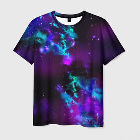 Мужская футболка 3D с принтом Звездное небо , 100% полиэфир | прямой крой, круглый вырез горловины, длина до линии бедер | вселенная | галактика | звезды | планеты | туманность