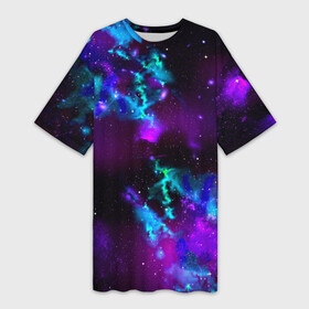 Платье-футболка 3D с принтом Звездное небо ,  |  | вселенная | галактика | звезды | планеты | туманность