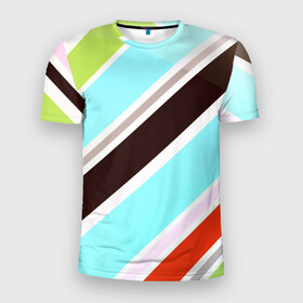 Мужская футболка 3D спортивная с принтом Полосы , 100% полиэстер с улучшенными характеристиками | приталенный силуэт, круглая горловина, широкие плечи, сужается к линии бедра | линии | цветной | яркий