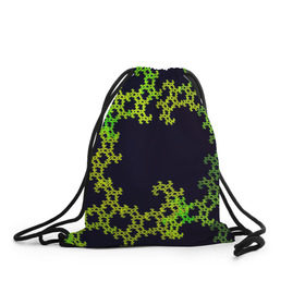 Рюкзак-мешок 3D с принтом Пиксели , 100% полиэстер | плотность ткани — 200 г/м2, размер — 35 х 45 см; лямки — толстые шнурки, застежка на шнуровке, без карманов и подкладки | зеленый | кружево | узор | цветной | черный