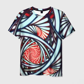 Мужская футболка 3D с принтом Абстрактный узор , 100% полиэфир | прямой крой, круглый вырез горловины, длина до линии бедер | белый | калейдоскоп | красный | паттерн | спирали