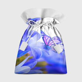 Подарочный 3D мешок с принтом Бабочки , 100% полиэстер | Размер: 29*39 см | бабочки | красота | природа | синяя | цветы