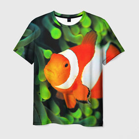 Мужская футболка 3D с принтом Рыба клоун , 100% полиэфир | прямой крой, круглый вырез горловины, длина до линии бедер | клоун | коралл | немо | океан | цветная