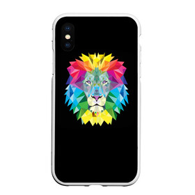 Чехол для iPhone XS Max матовый с принтом Lion color , Силикон | Область печати: задняя сторона чехла, без боковых панелей | lion | голова животного | кот | кошка | лев | цвет