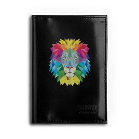 Обложка для автодокументов с принтом Lion color , натуральная кожа |  размер 19,9*13 см; внутри 4 больших “конверта” для документов и один маленький отдел — туда идеально встанут права | Тематика изображения на принте: lion | голова животного | кот | кошка | лев | цвет