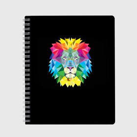 Тетрадь с принтом Lion color , 100% бумага | 48 листов, плотность листов — 60 г/м2, плотность картонной обложки — 250 г/м2. Листы скреплены сбоку удобной пружинной спиралью. Уголки страниц и обложки скругленные. Цвет линий — светло-серый
 | lion | голова животного | кот | кошка | лев | цвет