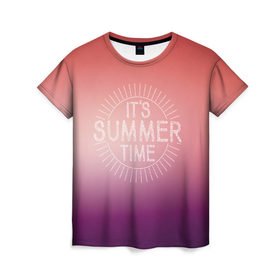 Женская футболка 3D с принтом IT`S SUMMER TIME , 100% полиэфир ( синтетическое хлопкоподобное полотно) | прямой крой, круглый вырез горловины, длина до линии бедер | Тематика изображения на принте: it s summer time | время | жара | красный | лето | розовый | солнце | тепло | фиолет | цвета | это время лето