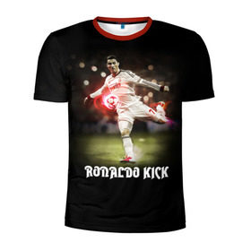 Мужская футболка 3D спортивная с принтом Удар Роналдо , 100% полиэстер с улучшенными характеристиками | приталенный силуэт, круглая горловина, широкие плечи, сужается к линии бедра | real | ronaldo | реал мадрид | роналдо | футбол