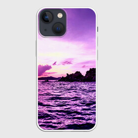 Чехол для iPhone 13 mini с принтом Закат ,  |  | закат | море | пейзаж | фиолетовый