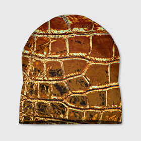 Шапка 3D с принтом Золотая кожа , 100% полиэстер | универсальный размер, печать по всей поверхности изделия | металлик | текстура