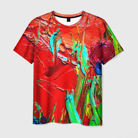 Мужская футболка 3D с принтом Масляные краски , 100% полиэфир | прямой крой, круглый вырез горловины, длина до линии бедер | Тематика изображения на принте: абстракция | абстракция красок | арт | краска | мазки | цветные