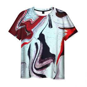 Мужская футболка 3D с принтом Разводы , 100% полиэфир | прямой крой, круглый вырез горловины, длина до линии бедер | краска | цветные