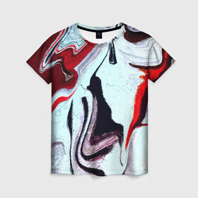 Женская футболка 3D с принтом Разводы , 100% полиэфир ( синтетическое хлопкоподобное полотно) | прямой крой, круглый вырез горловины, длина до линии бедер | краска | цветные