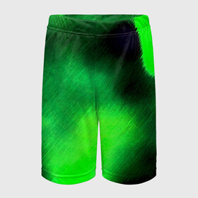 Детские спортивные шорты 3D с принтом Заштриховка ,  100% полиэстер
 | пояс оформлен широкой мягкой резинкой, ткань тянется
 | Тематика изображения на принте: зеленый | разводы | черный