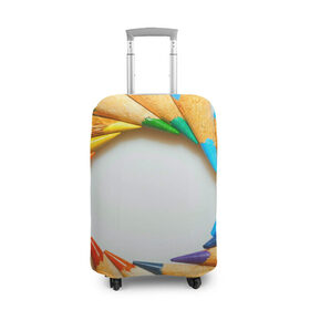 Чехол для чемодана 3D с принтом Карандаши , 86% полиэфир, 14% спандекс | двустороннее нанесение принта, прорези для ручек и колес | карандаш | радуга | художник | цветная