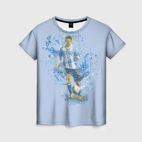 Женская футболка 3D с принтом Лео Месси , 100% полиэфир ( синтетическое хлопкоподобное полотно) | прямой крой, круглый вырез горловины, длина до линии бедер | barselona | messi | аргентина | барселона | месси | футбол