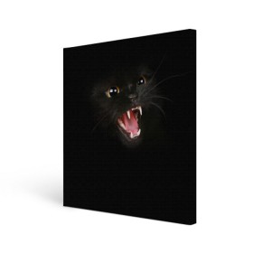 Холст квадратный с принтом Чёрный кот , 100% ПВХ |  | Тематика изображения на принте: киска | кот | кошка
