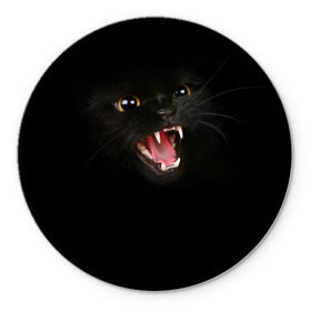 Коврик круглый с принтом Чёрный кот , резина и полиэстер | круглая форма, изображение наносится на всю лицевую часть | Тематика изображения на принте: киска | кот | кошка