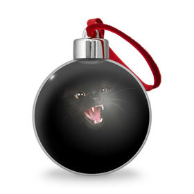 Ёлочный шар с принтом Чёрный кот , Пластик | Диаметр: 77 мм | киска | кот | кошка
