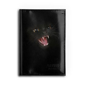 Обложка для автодокументов с принтом Чёрный кот , натуральная кожа |  размер 19,9*13 см; внутри 4 больших “конверта” для документов и один маленький отдел — туда идеально встанут права | Тематика изображения на принте: киска | кот | кошка