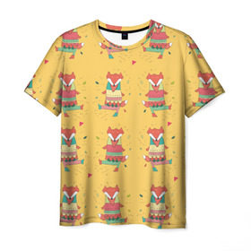 Мужская футболка 3D с принтом Танцующие лисы , 100% полиэфир | прямой крой, круглый вырез горловины, длина до линии бедер | fox | животные | лисы | танцы