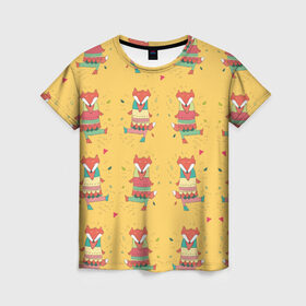 Женская футболка 3D с принтом Танцующие лисы , 100% полиэфир ( синтетическое хлопкоподобное полотно) | прямой крой, круглый вырез горловины, длина до линии бедер | fox | животные | лисы | танцы