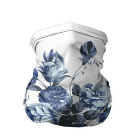 Бандана-труба 3D с принтом Синие цветы , 100% полиэстер, ткань с особыми свойствами — Activecool | плотность 150‒180 г/м2; хорошо тянется, но сохраняет форму | Тематика изображения на принте: розы | синие розы | узор | цветы
