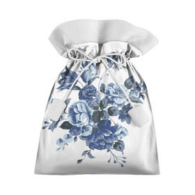 Подарочный 3D мешок с принтом Синие цветы , 100% полиэстер | Размер: 29*39 см | розы | синие розы | узор | цветы