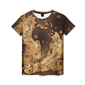 Женская футболка 3D с принтом Карта мира , 100% полиэфир ( синтетическое хлопкоподобное полотно) | прямой крой, круглый вырез горловины, длина до линии бедер | world3d | география | карта | мир | популярные | прикольные