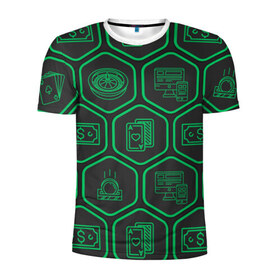 Мужская футболка 3D спортивная с принтом Hexagons , 100% полиэстер с улучшенными характеристиками | приталенный силуэт, круглая горловина, широкие плечи, сужается к линии бедра | 