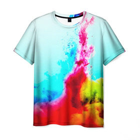 Мужская футболка 3D с принтом Палитра красок , 100% полиэфир | прямой крой, круглый вырез горловины, длина до линии бедер | абстракция | абстракция красок | брызги | краска | цветные