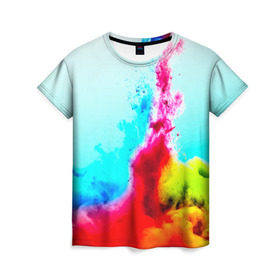 Женская футболка 3D с принтом Палитра красок , 100% полиэфир ( синтетическое хлопкоподобное полотно) | прямой крой, круглый вырез горловины, длина до линии бедер | абстракция | абстракция красок | брызги | краска | цветные