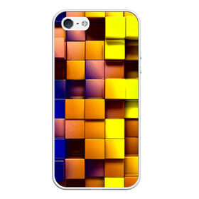 Чехол силиконовый для Телефон Apple iPhone 5/5S с принтом Кубики , Силикон | Область печати: задняя сторона чехла, без боковых панелей | квадраты | паттерн | текстура | цветной | яркий