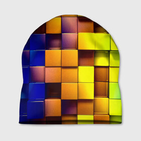 Шапка 3D с принтом Кубики , 100% полиэстер | универсальный размер, печать по всей поверхности изделия | квадраты | паттерн | текстура | цветной | яркий