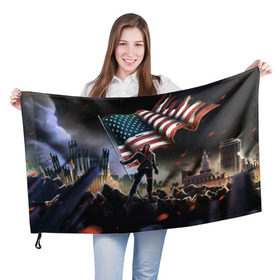 Флаг 3D с принтом Homefront: The Revolution , 100% полиэстер | плотность ткани — 95 г/м2, размер — 67 х 109 см. Принт наносится с одной стороны | america | homefront | revolution | usa | америка | революция | сша | хоумфронт