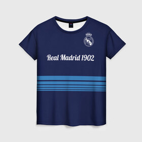Женская футболка 3D с принтом FC Real Madrid , 100% полиэфир ( синтетическое хлопкоподобное полотно) | прямой крой, круглый вырез горловины, длина до линии бедер | 