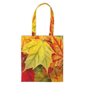 Сумка 3D повседневная с принтом Кленовые листья , 100% полиэстер | Плотность: 200 г/м2; Размер: 34×35 см; Высота лямок: 30 см | жёлтый | зелёный | красный | листва | оранжевый | осень