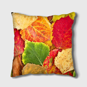 Подушка 3D с принтом Осень , наволочка – 100% полиэстер, наполнитель – холлофайбер (легкий наполнитель, не вызывает аллергию). | состоит из подушки и наволочки. Наволочка на молнии, легко снимается для стирки | берёза | дары осени | жёлтый | зелёный | золотой | краски | красный | красота | листва | листья | наряд | оранжевый | осень | осина | покров | природа