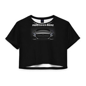 Женская футболка 3D укороченная с принтом Мерседес , 100% полиэстер | круглая горловина, длина футболки до линии талии, рукава с отворотами | mercedes benz | авто | автомобиль | мерседес