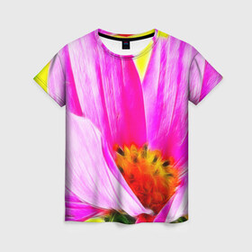 Женская футболка 3D с принтом Цветы , 100% полиэфир ( синтетическое хлопкоподобное полотно) | прямой крой, круглый вырез горловины, длина до линии бедер | арт | красота | природа | цветы