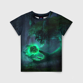 Детская футболка 3D с принтом Лесной дух , 100% гипоаллергенный полиэфир | прямой крой, круглый вырез горловины, длина до линии бедер, чуть спущенное плечо, ткань немного тянется | Тематика изображения на принте: арт | волшебство | дерево | лесной дух | сфера