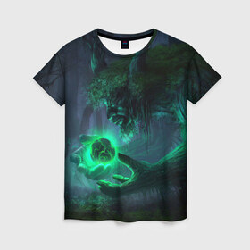 Женская футболка 3D с принтом Лесной дух , 100% полиэфир ( синтетическое хлопкоподобное полотно) | прямой крой, круглый вырез горловины, длина до линии бедер | арт | волшебство | дерево | лесной дух | сфера