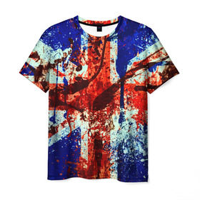 Мужская футболка 3D с принтом Англия , 100% полиэфир | прямой крой, круглый вырез горловины, длина до линии бедер | Тематика изображения на принте: британия | кляксы | краска | флаг