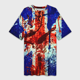 Платье-футболка 3D с принтом Англия ,  |  | британия | кляксы | краска | флаг