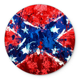 Коврик круглый с принтом Флаг , резина и полиэстер | круглая форма, изображение наносится на всю лицевую часть | звезды | конфедерация | краска | красный | флаг